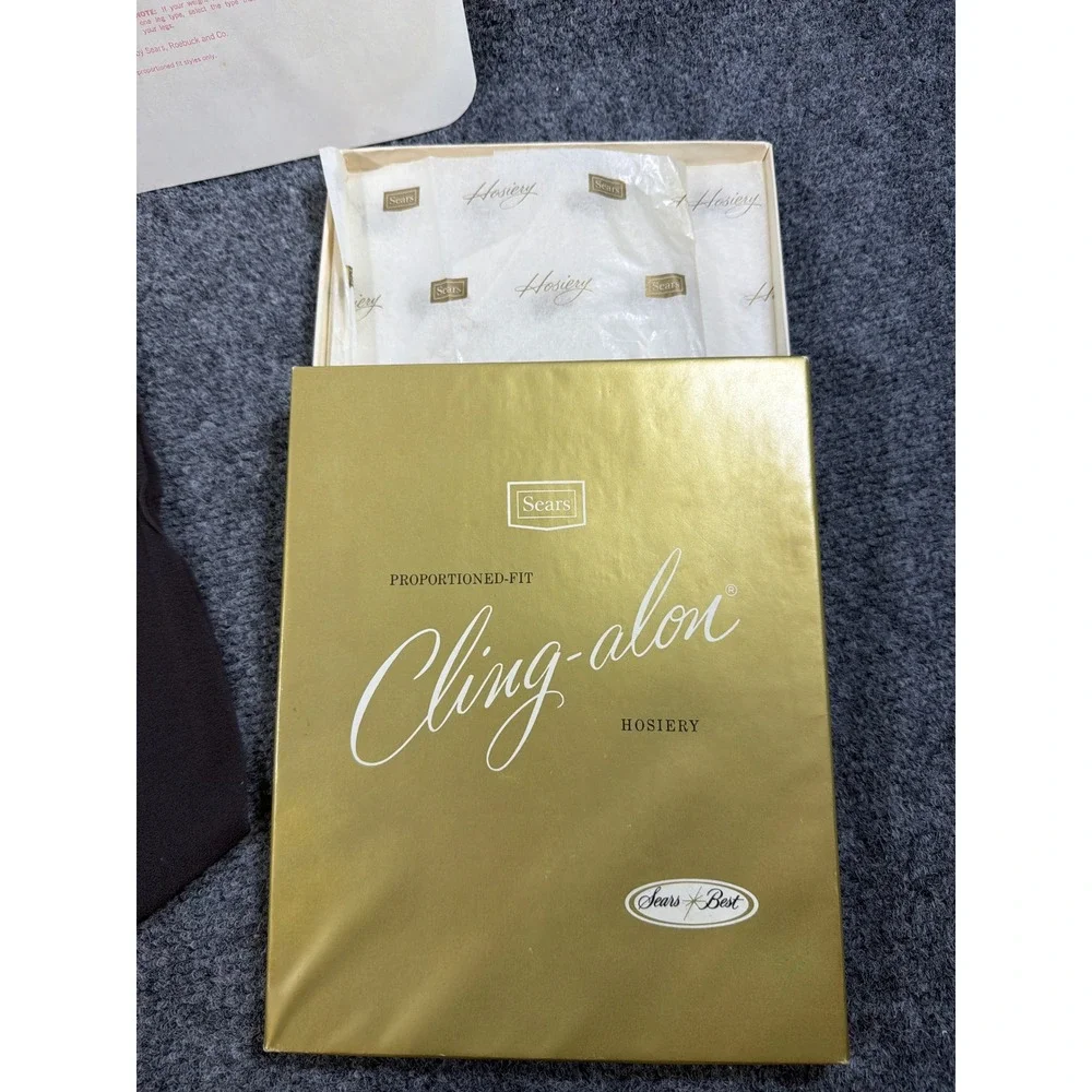 Vintage Sears Cling-alon Proportioned-Fit Hosiery Brown Nylon Stocking